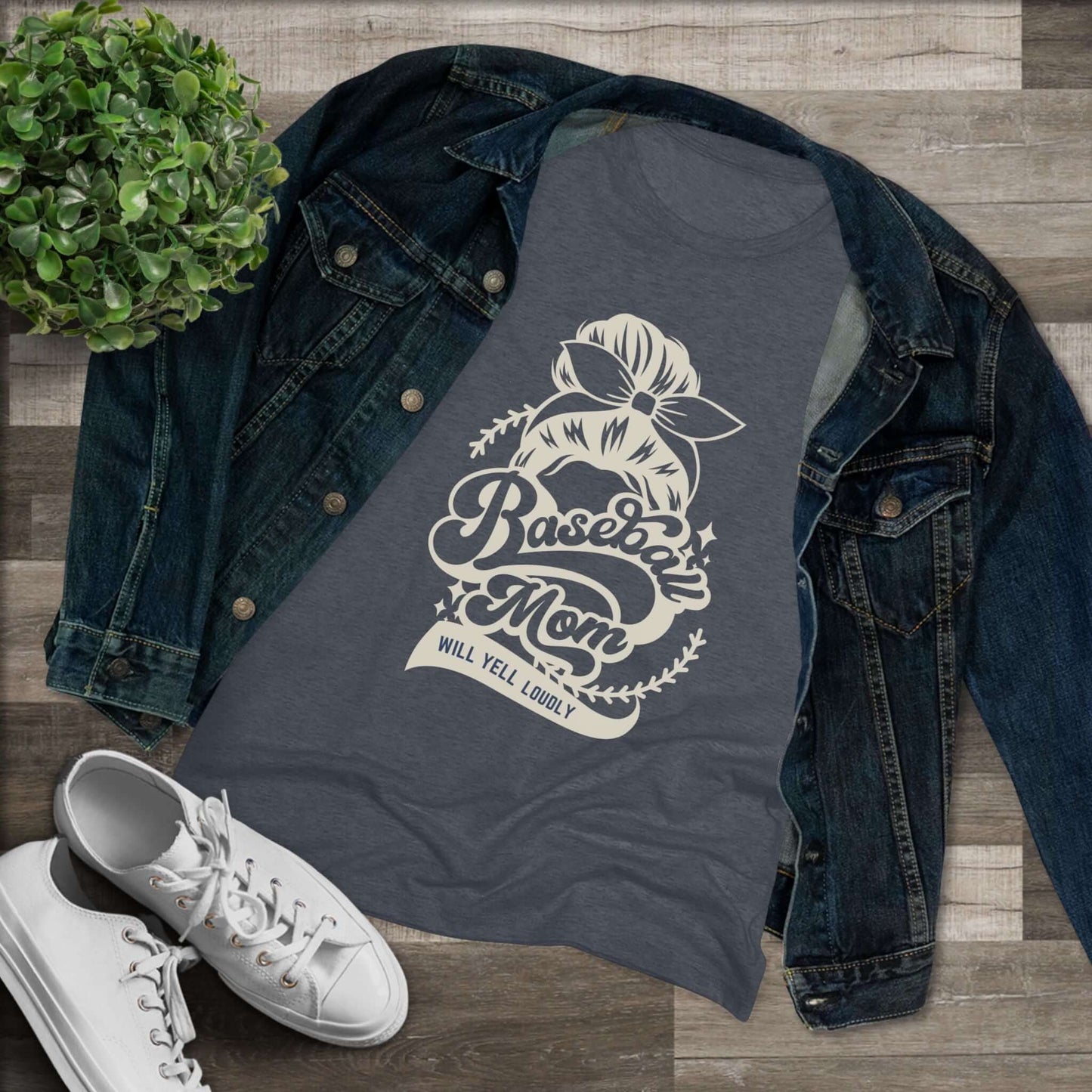 Baseball Mom Women's Triblend Tee Navy Photo 3