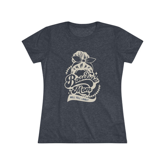 Baseball Mom Women's Triblend Tee Navy Photo 1