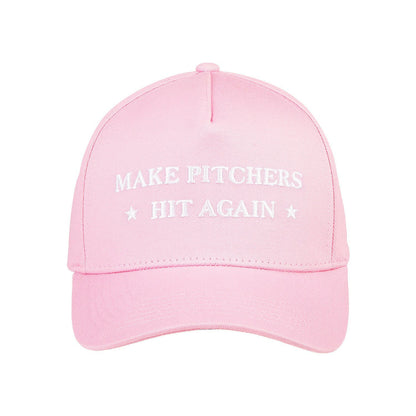 Make Pitchers Hit Again Pink Baseball Cap Front