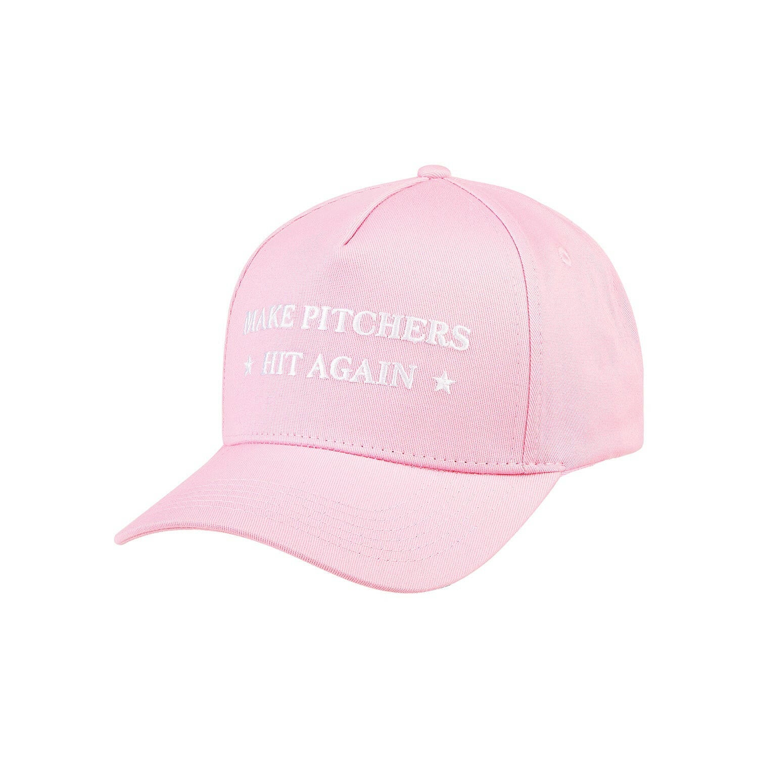 Make Pitchers Hit Again Pink Baseball Cap Side.